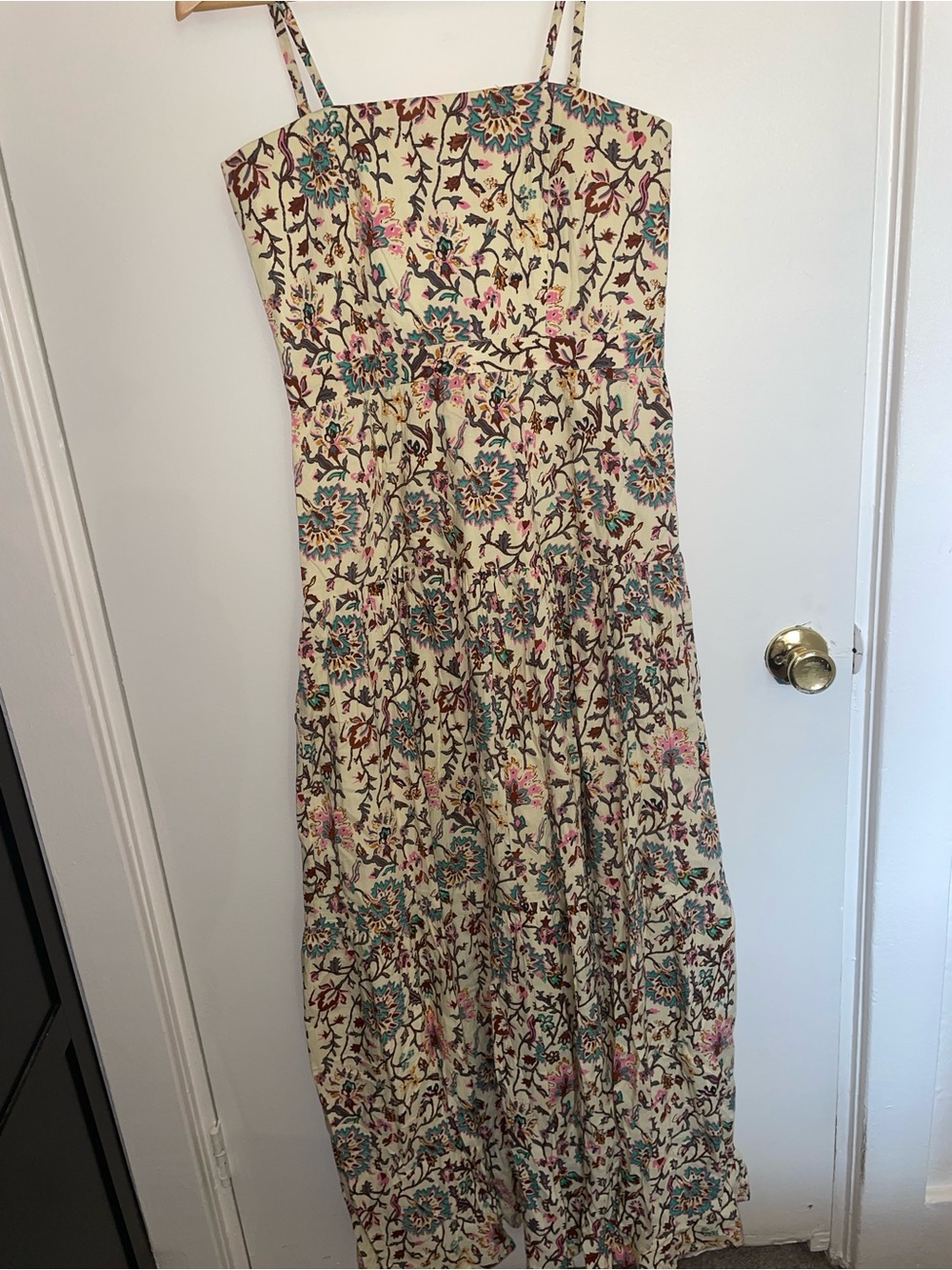 RAGA Cream Floral Spaghetti-Strap Maxi Dress